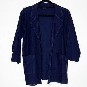 Misook Navy Waffle Open Front‎ Blazer